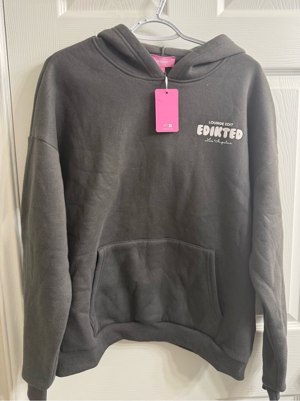 Edikted unisex Charcoal Black Hoodie Sweater with Logo